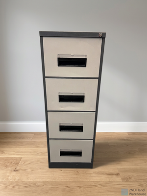 Grey 4-Drawer Metal Filing Cabinet – styled product image