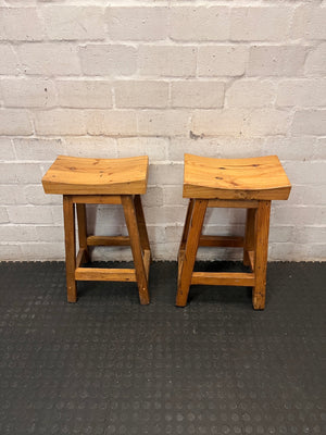 Contoured Wooden Bar Stool in Oak Finish – side view