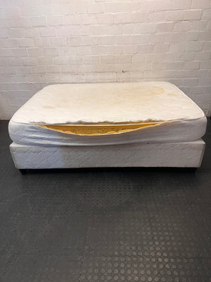 Queen Size Bed King Direct Energia Base Set — Significant Surface Staining and Fabric Damage – side view