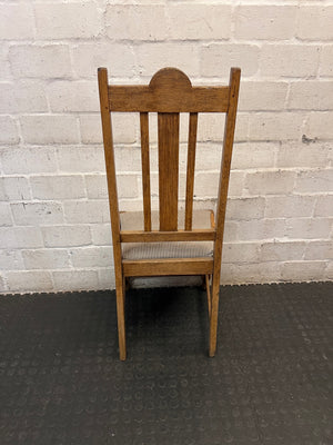 Classic Wooden Dining Chair with Striped Seat – condition detail