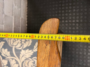 Vintage Wooden Armchair with Patterned Seat – width measurement