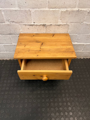 Wooden Bedside Table with Drawer and Open Shelf – side view