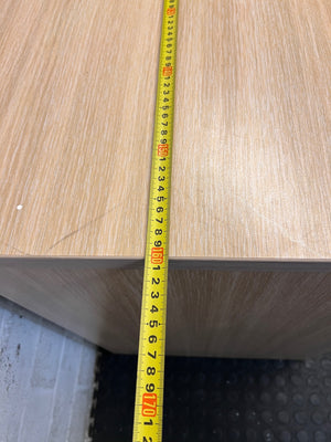 L-Shaped Oak Veneer Office Desk – depth measurement
