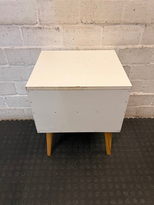 White and Wood Single Drawer Side Table – back view