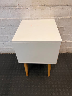 White and Wood Single Drawer Side Table – condition detail