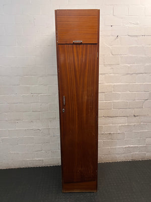 Tall Narrow Wooden Wardrobe with Top Locker – main front view