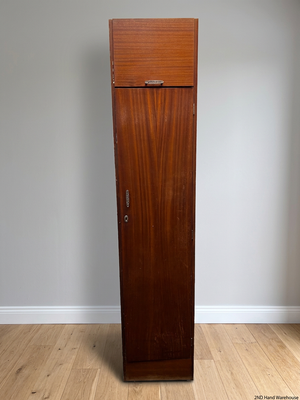 Tall Narrow Wooden Wardrobe with Top Locker – styled product image