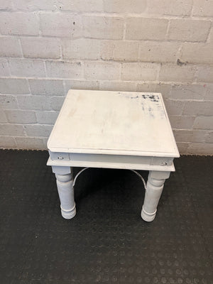 Bali Style White Painted Side Table – top view
