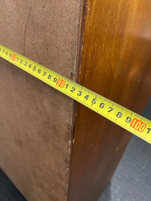 Mid-Century Wood Grain Two-Door Wardrobe with Top Box – depth measurement