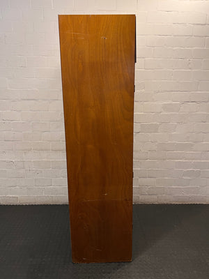 Mid-Century Wood Grain Two-Door Wardrobe with Top Box – top view