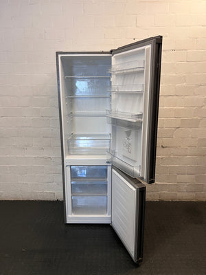 Hisense Black Glass Fridge with Water Dispenser – side view
