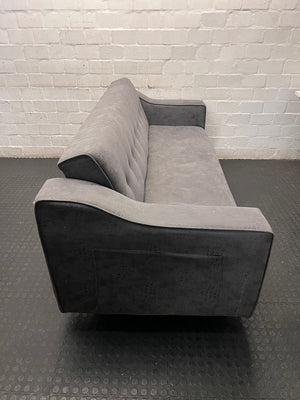 Textured Grey Sleeper Couch with Metallic Legs – back view