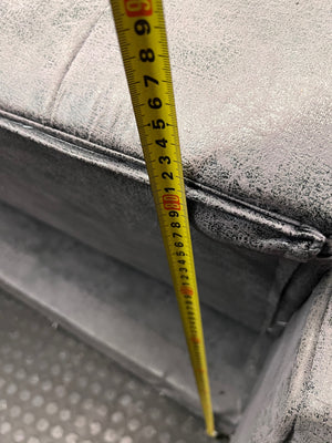 Textured Grey Sleeper Couch with Metallic Legs – height measurement