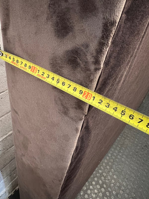 King Fluted Brown Velvet Winged Headboard – depth measurement