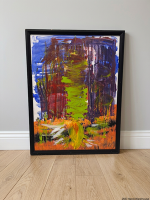 Framed Abstract Painting in Orange and Blue – styled product image