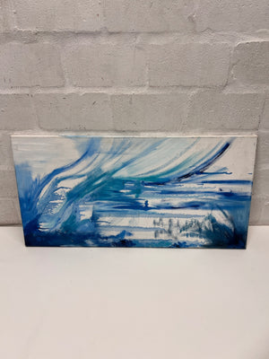 Abstract Blue and White Seascape Canvas Artwork – condition detail