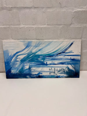 Abstract Blue and White Seascape Canvas Artwork – main front view