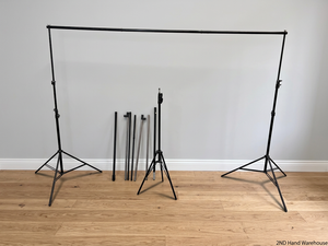 Adjustable Metal Backdrop Stand in Black – styled product image