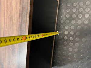 Wooden TV Unit with Black Doors and Open Shelving – height measurement