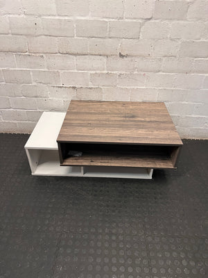 Modern Two-Tone Coffee Table with Open Shelving – condition detail
