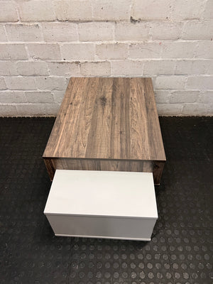 Modern Two-Tone Coffee Table with Open Shelving – side view