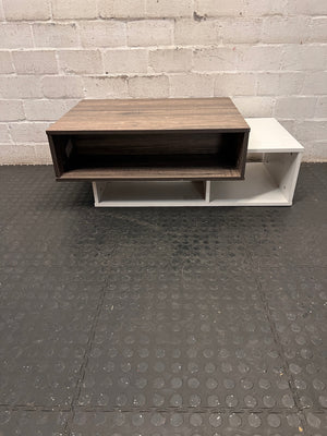 Modern Two-Tone Coffee Table with Open Shelving – top view