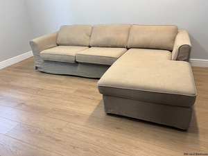 Coricraft Manhattan Slipcover Couch with Right Slouch – styled product image