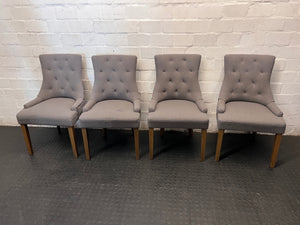 Grey Upholstered Tufted Dining Chair – side view