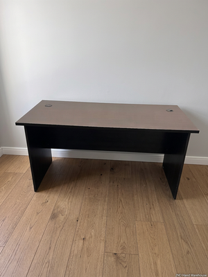 Dark Brown Office Desk with Cable Ports – styled product image