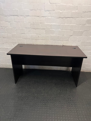 Dark Brown Office Desk with Cable Ports – top view