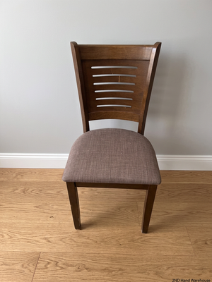 Dark Wood Dining Chair with Textured Upholstered Seat – styled product image