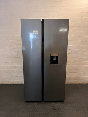 Defy Silver Side-by-Side Fridge with Water Dispenser – main front view