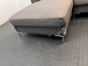 Dark Grey L-Shape Couch with Chrome Legs – condition detail