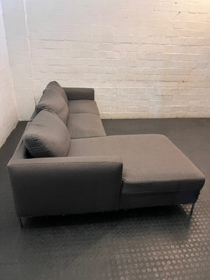 Dark Grey L-Shape Couch with Chrome Legs – top view