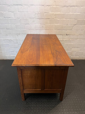 Vintage Brown Wooden Twin Pedestal Office Desk – condition detail