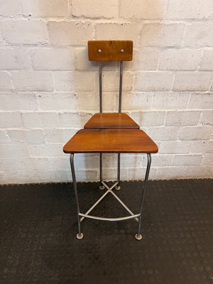 Wooden and Chrome Bar Stool with High Backrest – main front view