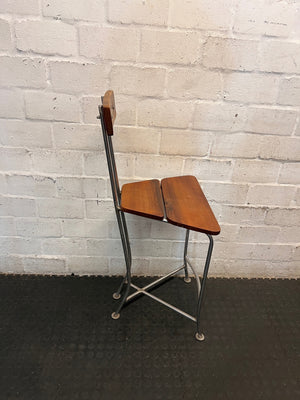 Wooden and Chrome Bar Stool with High Backrest – top view