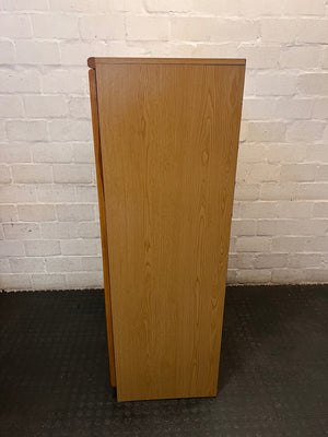 Oak Finish Glass Door Display Cabinet with Pigeon Holes – condition detail