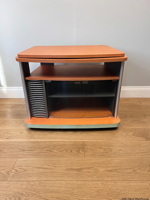 Brown Mobile TV Unit with Swivel Top and Media Rack – styled product image