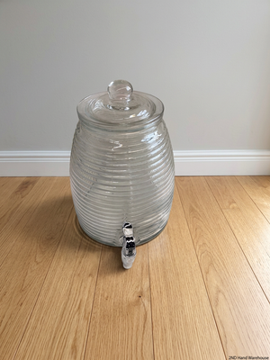 Ribbed Glass Beverage Dispenser with Lid – styled product image