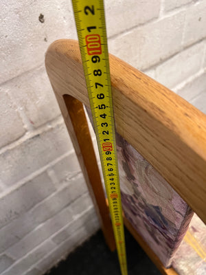 Oak-Toned Dining Chair with Floral Upholstery – height measurement
