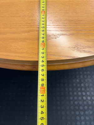 Round Wood-Finish Pedestal Dining Table – width measurement
