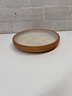 Speckled Ceramic Serving Platter with Terracotta Rim – back view