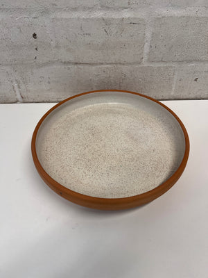 Speckled Ceramic Serving Platter with Terracotta Rim – main front view