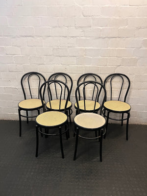 Black Bentwood Style Dining Chair with Woven Seat – side view