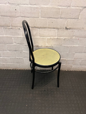 Black Bentwood Style Dining Chair with Woven Seat – top view