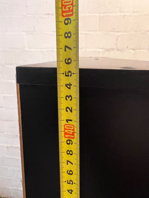 Black Office Desk with Integrated Hutch and Drawers — Damaged Desk Unit – height measurement