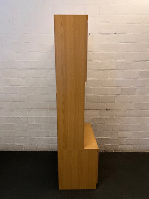 Oak Finish Display Cabinet with Diamond Glass Doors – top view