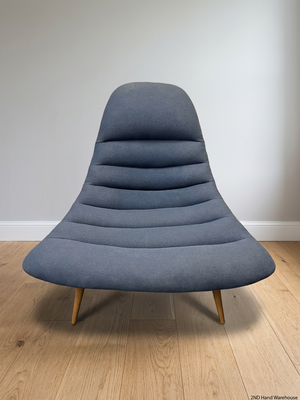 Modern Blue Upholstered Accent Chair with Tapered Wood Legs – styled product image