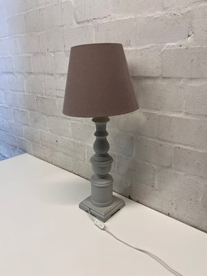 Classic Turned Wood Table Lamp with Tapered Shade – top view
